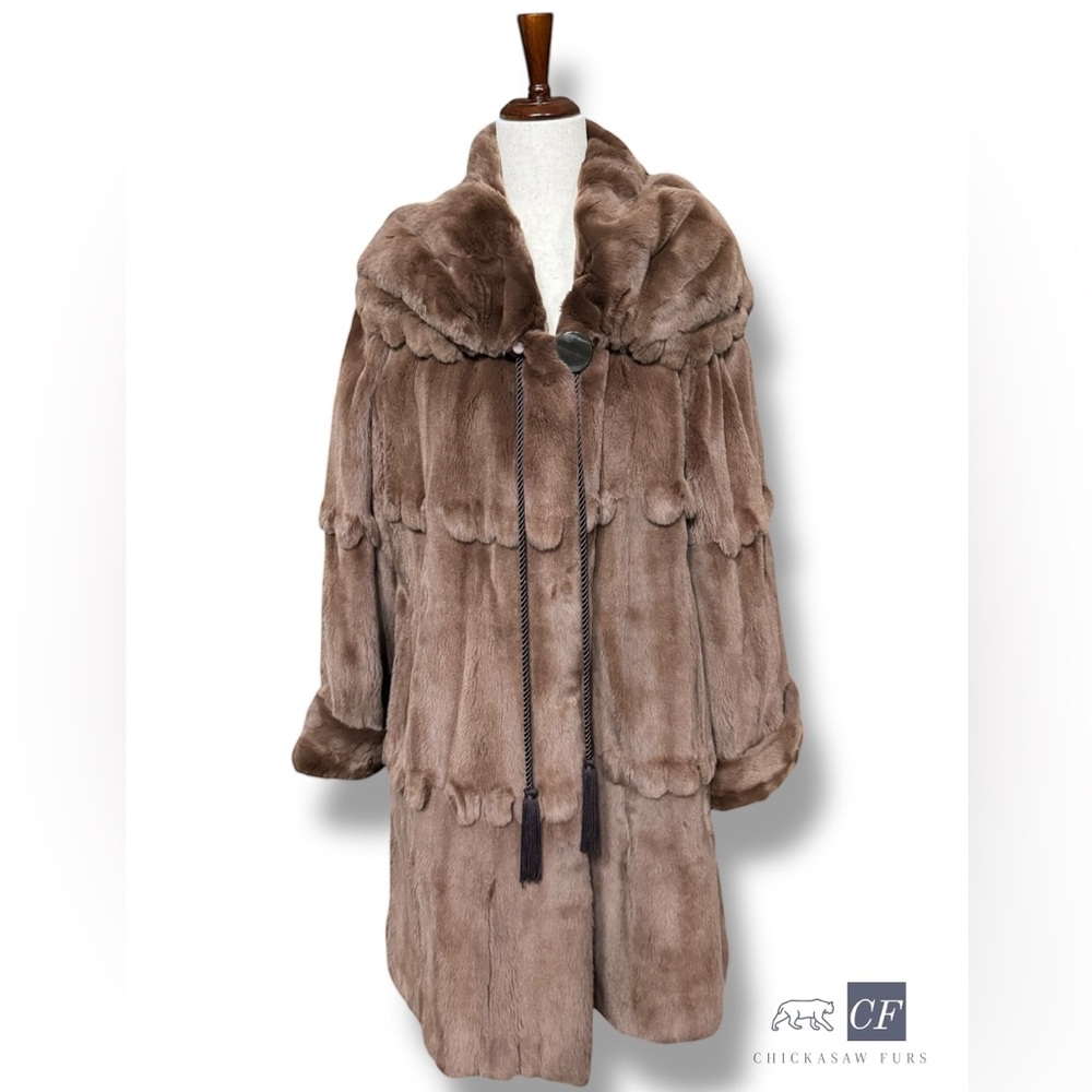 14-18 Sheared Lunaraine Mink Fur Swing Coat Mid Length NEW